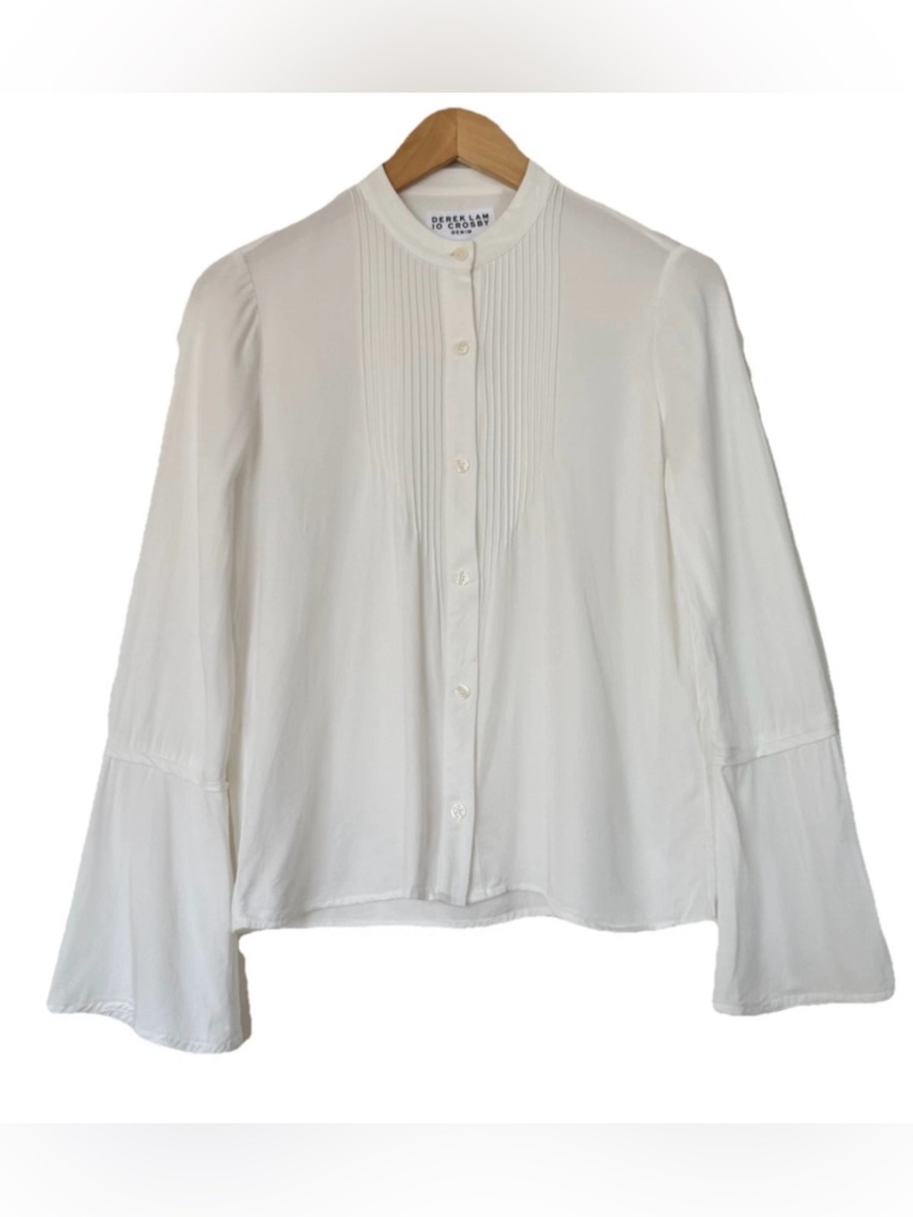 Derek Lam 10 Crosby Laurel Bell-Sleeve White Blouse, Sz: XS